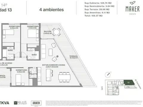 Departamento de 2 ambientes en venta en Villa Crespo