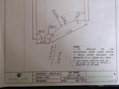 Terreno en Venta 34  mts Fondo