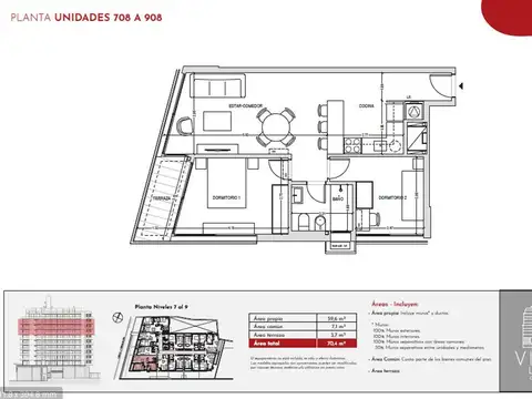 Venta apartamento 2 dormitorios Vivo Life Centro