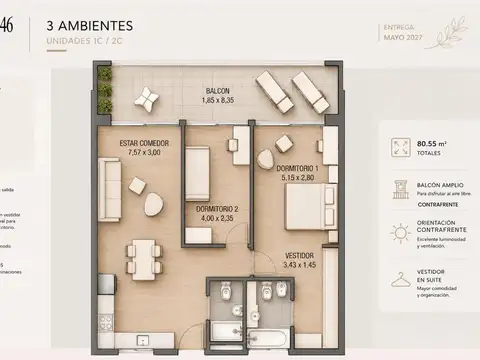 VENTA 3amb 80mts - DESARROLLO PAROISSIEN 4646
