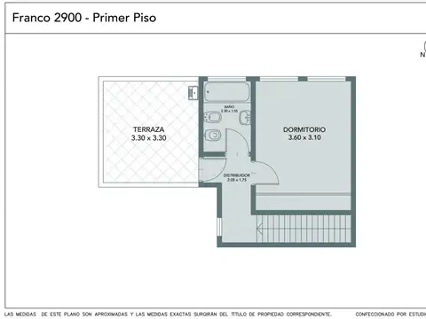 Depto Tipo Casa 2 ambientes con 1 baño