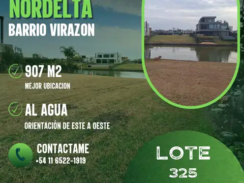 Espectacular Lote De 907m2 Al Agua En Virazón, Nordelta.
