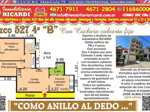 COMO ANILLO AL DEDO  buen 3 amb luminoso con cochera