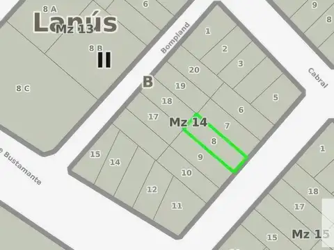 Terreno en Venta 8  mts Frente