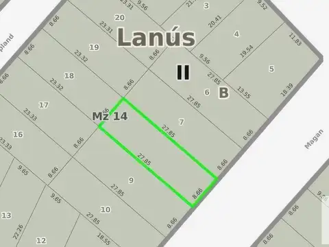 Terreno en Venta 27  mts Fondo