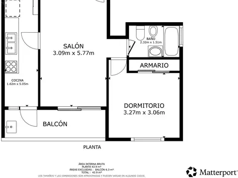 Departamento en Venta de 1 dormitorio