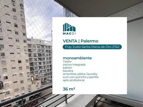 Excelente Dpto. mono ambiente super amplio divisible en venta con amenities