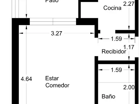ALQUILER DOS AMBIENTES al frente, Con Patio.