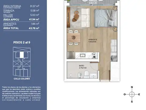 Venta Monoambiente en Cordon con Amenities