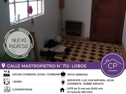 Casa 2 ambientes con 1 baño