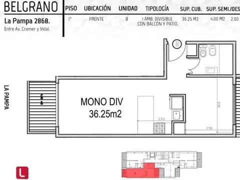 La Pampa 2800, Piso 1
