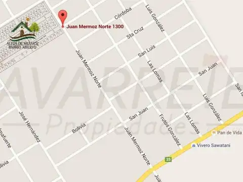 Terreno en Venta 25  mts Fondo