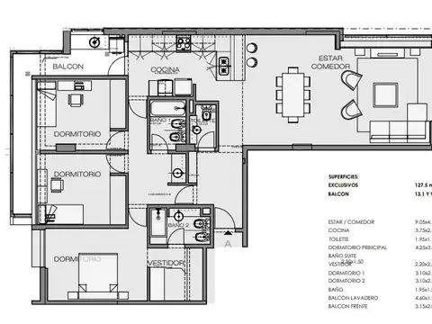 Departamento en Venta de 5 ambientes