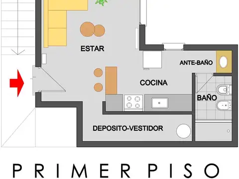 Departamento 2 ambientes con 1 baño