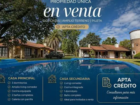 Venta casa 4 ambientes con pileta + 2 ambientes La Reja