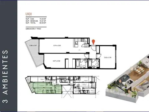Departamento en Venta al Noreste