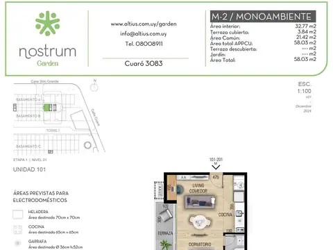 VENTA MONOAMBIENTE NOSTRUM GARDEN PRADO