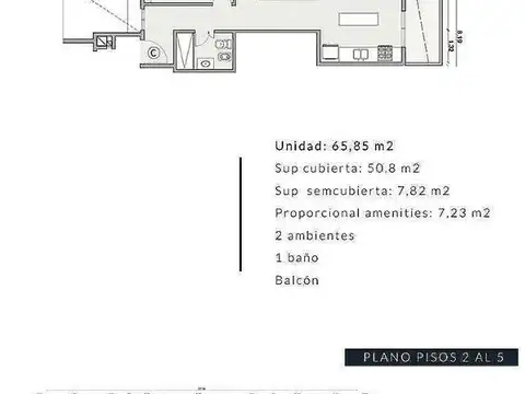 Departamento en Venta de 1 dormitorio