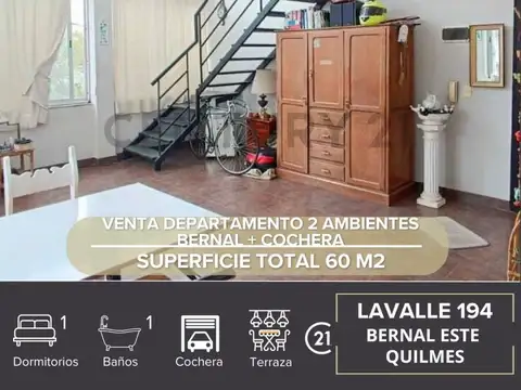 VENTA DEPARTAMENTO 2 AMBIENTES BERNAL + COCHERA
