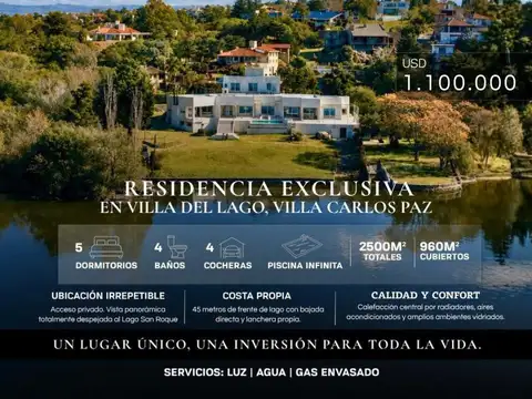 Venta Exclusiva Propiedad Con Costa Propia Bajada Directa Al Lago En Villa Del Lago