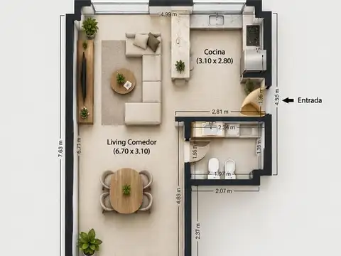 Departamento en Venta de 1 dormitorio