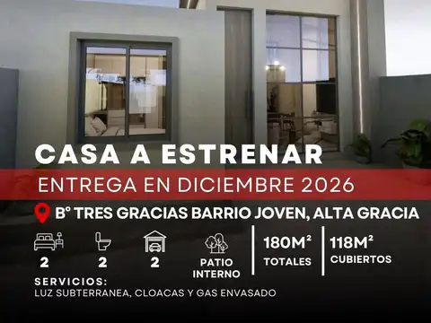 Venta Casa A Estrenar De 2 Dormitorios En Barrio Tres Gracias Barrio Joven Alta Gracia