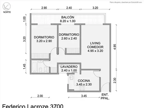 Av. Lacroze al 3734 . 3 ambientes con balcon. Contrafrente .