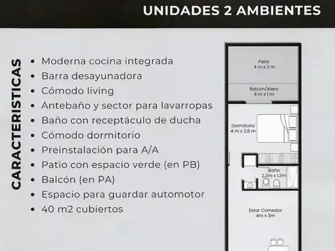 Departamento 3 ambientes con 1 baño