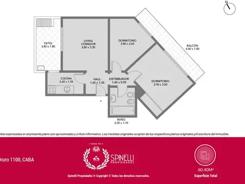 Depto Tipo Casa 3 ambientes con 1 baño