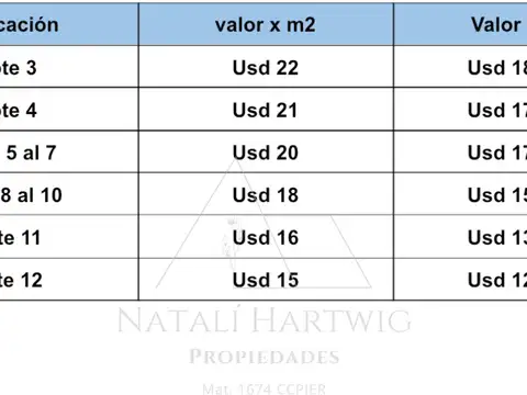 Terreno en Venta 42  mts Fondo