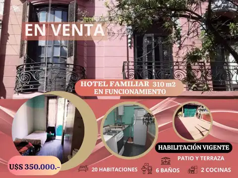 HOTEL EN FUNCIONAMIENTO C/PROPIEDAD en Venta U$S  350.000.-,Santiago del Estero 1.900.EN FUNCIO...