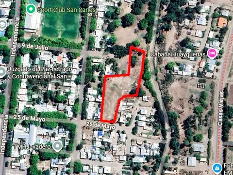 VENTA DE LOTE DE  1.800 m2 en VILLA SAN CARLOS