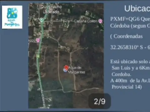 Preventa loteo Agua de Margaritas Quebracho Traslasierra