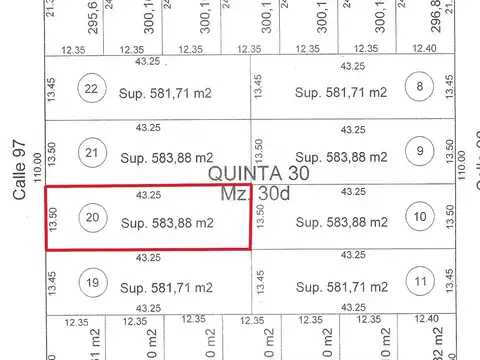 97 e/4y5 (LOTE 20) Terreno en Venta La Plata