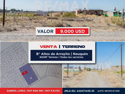 Venta Terreno 6 de la Mza J-Altos de Arroyito