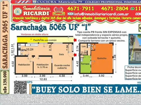 BUEY SOLO BIEN SE LAME PH tipo casita frente 100% solito