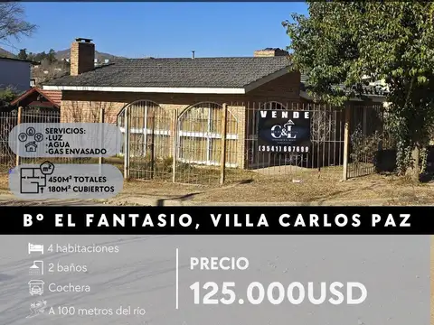 Venta 2 Casas Juntas En Lote Esquina De 450M² A 50Mts Del Rio En El Fantasio - Villa Carlos Paz