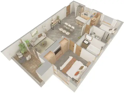 Departamento 3 ambientes con 2 baños