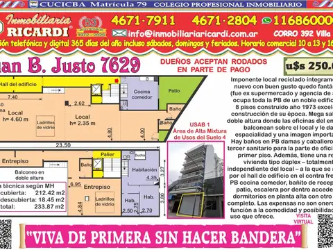 VIVA DE PRIMERA SIN HACER BANDERA  mega local con vivienda