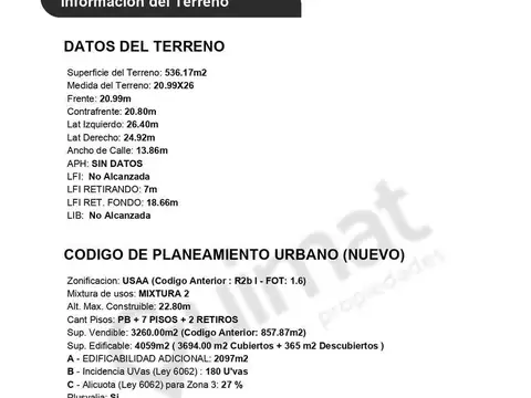 Terreno en Venta de 536,0 m2
