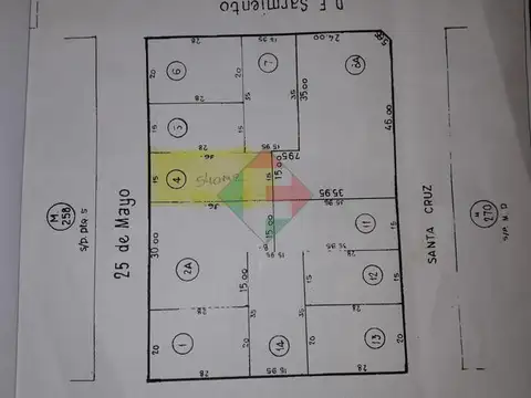 Lote de 540 mts2 sobre calle 25 de Mayo entre Sarmiento y Ruiz Moreno.