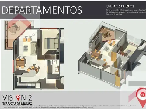 Departamento 2 ambientes con 1 baño