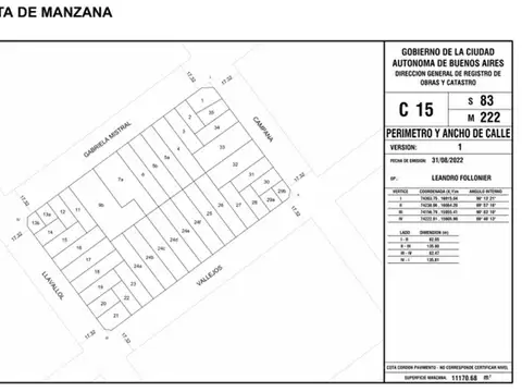 LOTE villa devoto 8,50*19,50 Acepta mts terminados