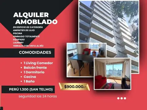 DEPTO AMOBLADO 2 AMB,$900.000.-,C/AMENITIES,BCON FRENTE