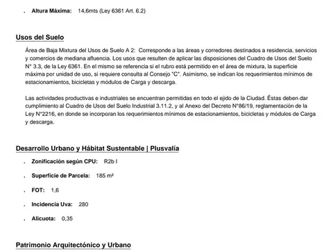 Terreno en Venta en Colegiales, USD 430.000