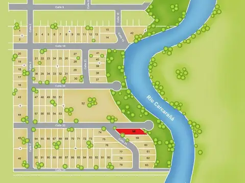 Terreno en Solares del Carcaraña. Solares Sur. Lote 58 al Río