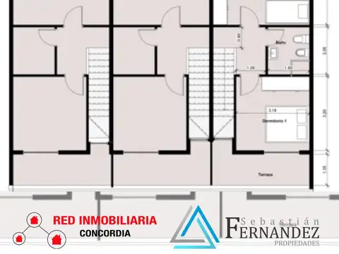 Depto Tipo Casa 3 ambientes con 2 baños