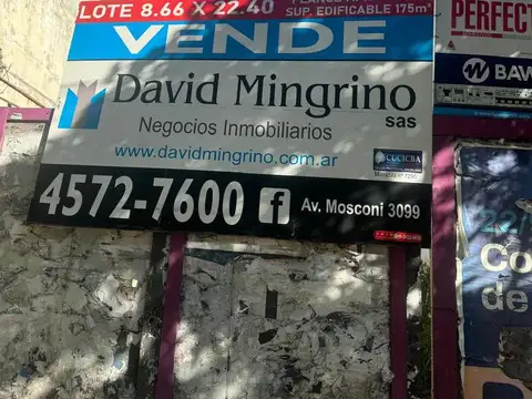 Terreno en Venta 8  mts Frente