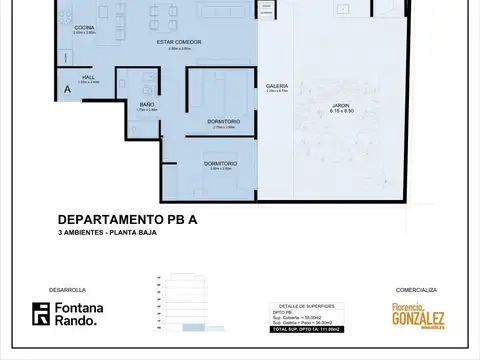 Departamento en Venta de 3 ambientes