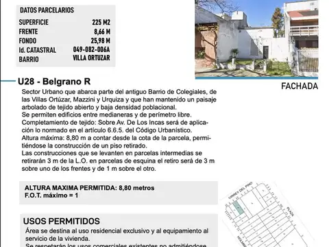 VENTA LOTE EN VILLA ORTUZAR / BELGRANO R